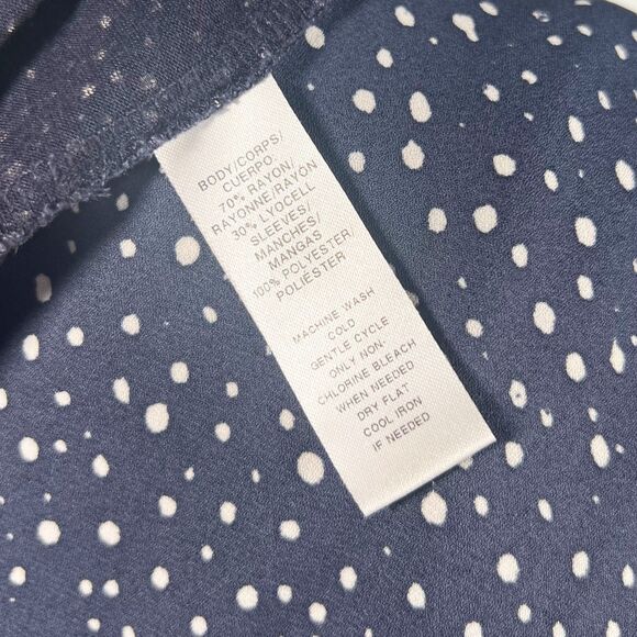 Ann Taylor Loft Navy Blue Mod Polka Dot Blouse - Picture 8 of 9